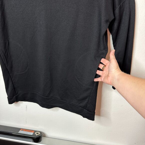 Maronie Black V-Neck Soft Long Sleeve Thin Sweater With Side Pockets Medium - Picture 5 of 9